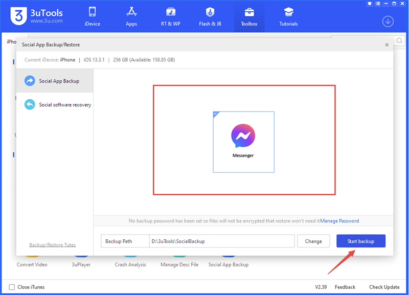 Chọn vào ứng dụng cần Backup