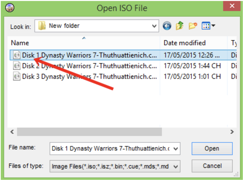 Chọn file ISO đầu ti&ecirc;n 