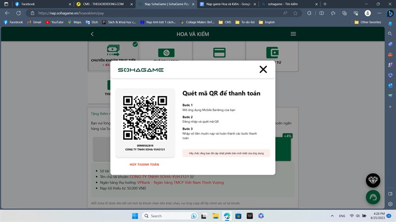 Dùng chức năng quét thanh toán trên Mobile Banking để quét mã QR là hoàn tất. Dùng chức năng quét thanh toán trên Mobile Banking để quét mã QR là hoàn tất.