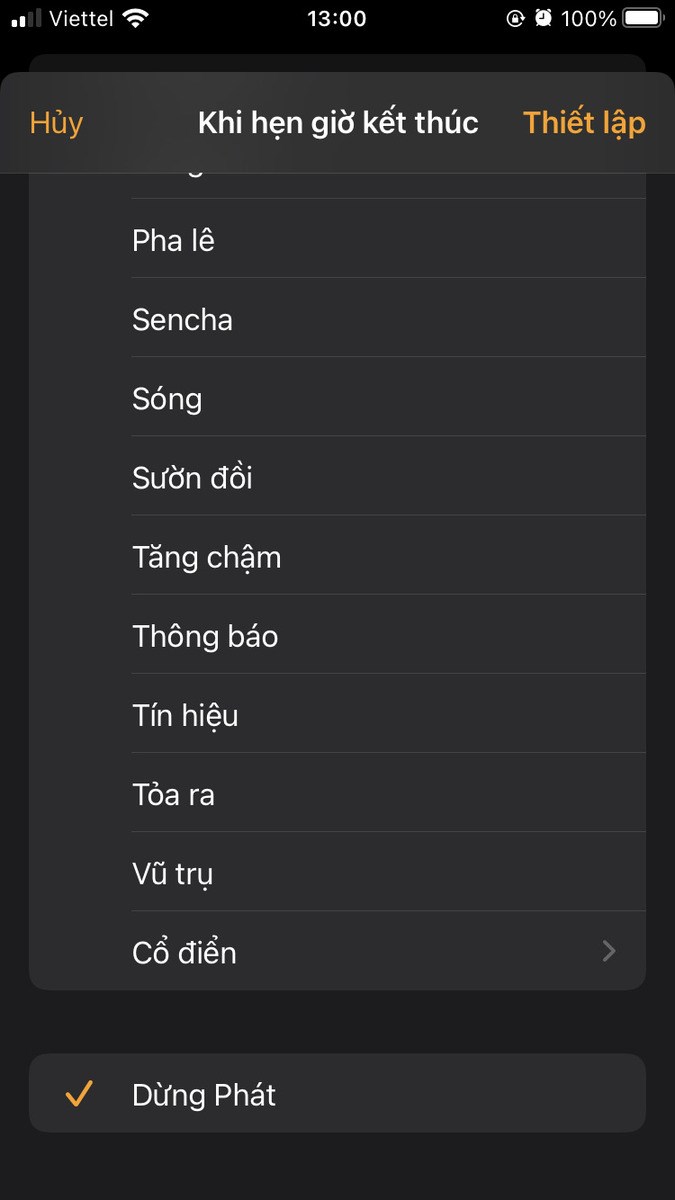 Chọn v&agrave;o mục dừng ph&aacute;t