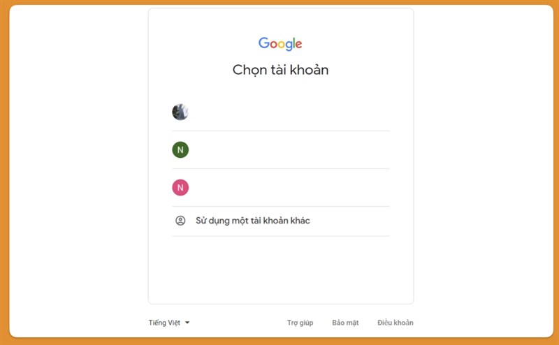 Chọn tài khoản của bạn