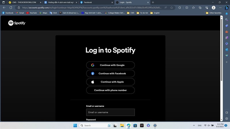 Đăng nhập t&agrave;i khoản Spotify của bạn