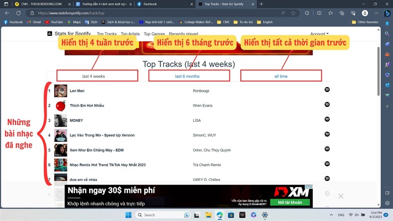 Chọn thời gian cần xem