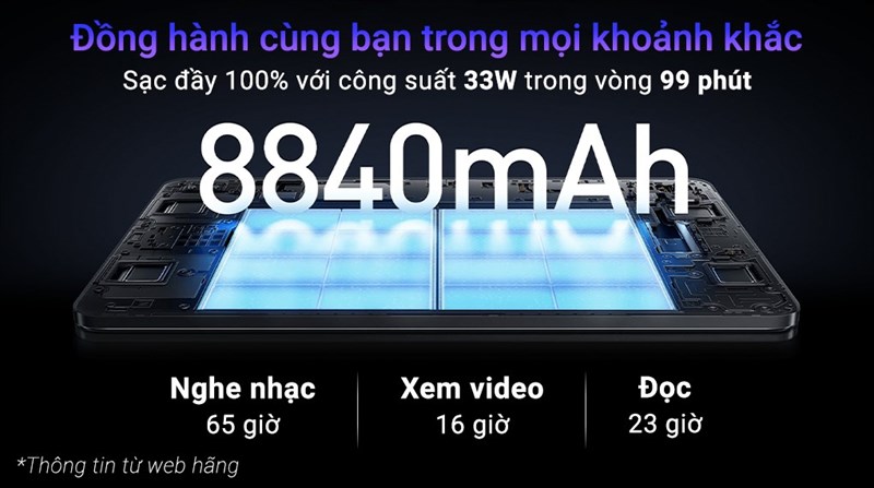 Thời lượng pin lớn gần 9000 mAh