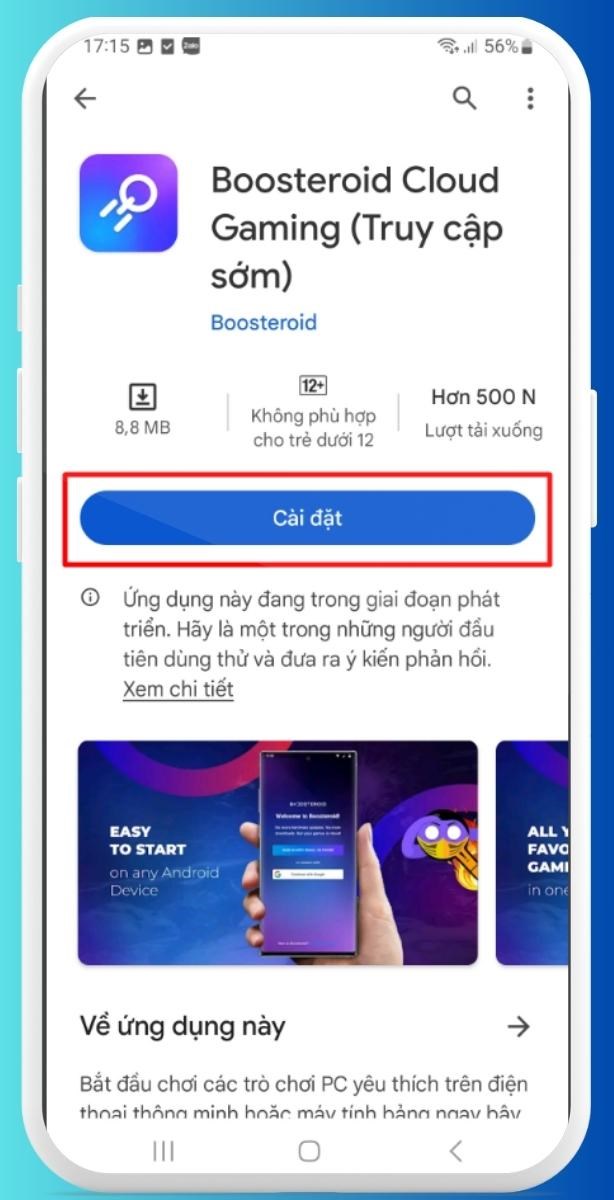 Bước 1: Cài đặt Boosteroid Cloud Gaming trên Google Play