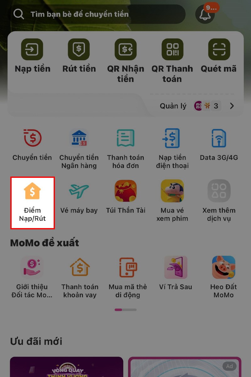 Nạp tiền tại điểm giao dịch bước 1 Nạp tiền tại điểm giao dịch bước 1
