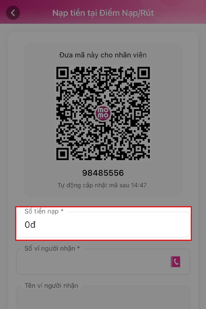 Nạp tiền tại điểm giao dịch bước 5 Nạp tiền tại điểm giao dịch bước 5