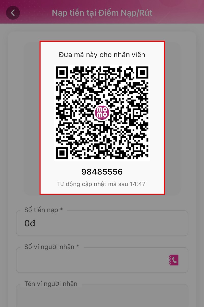 Nạp tiền tại điểm giao dịch bước 6 Nạp tiền tại điểm giao dịch bước 6