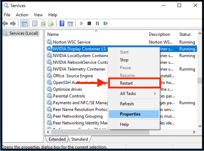 Chọn vào mục Restart