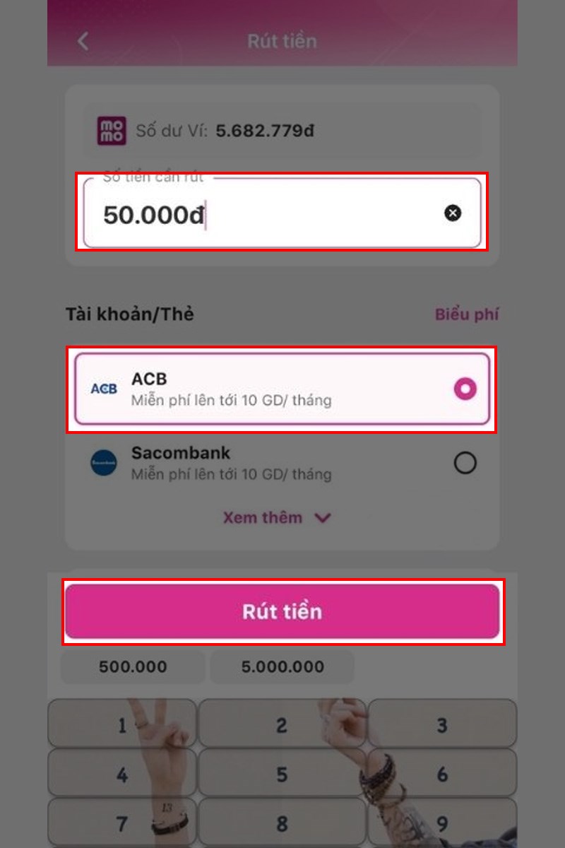 Chuyển tiền từ Momo sang Zalopay bước 2