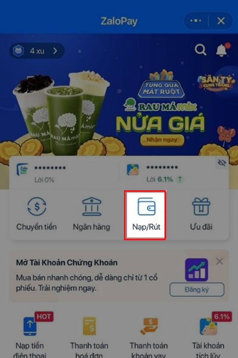 Chuyển tiền từ Momo sang Zalopay bước 4