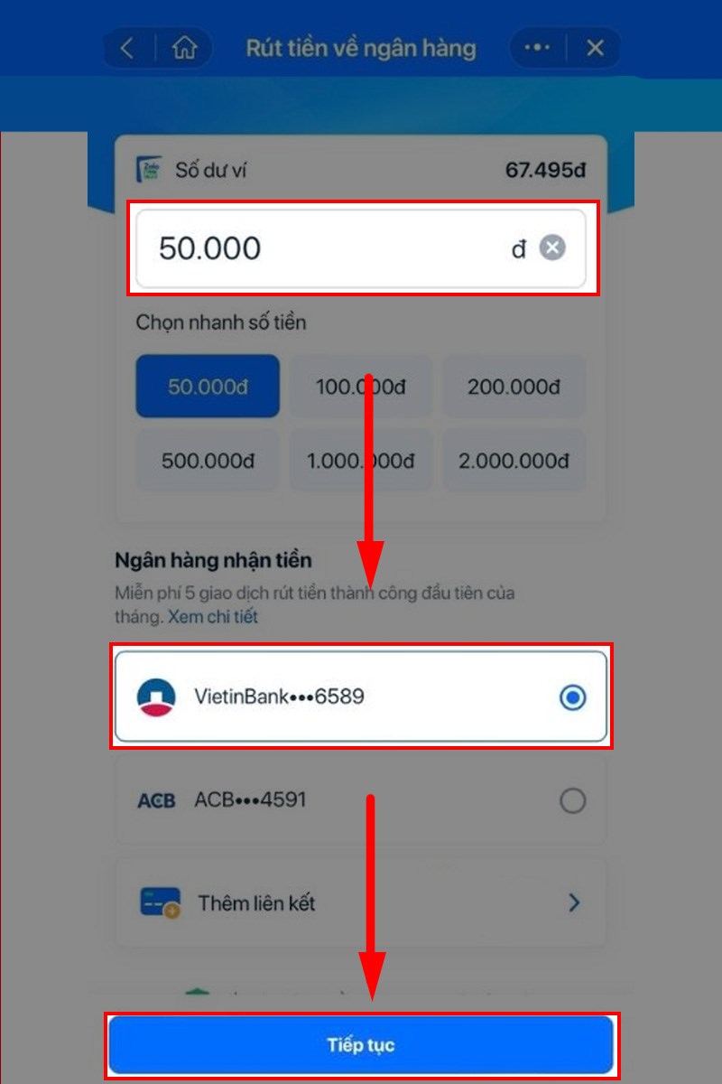 Chuyển tiền từ Zalopay sang Momo bước 3