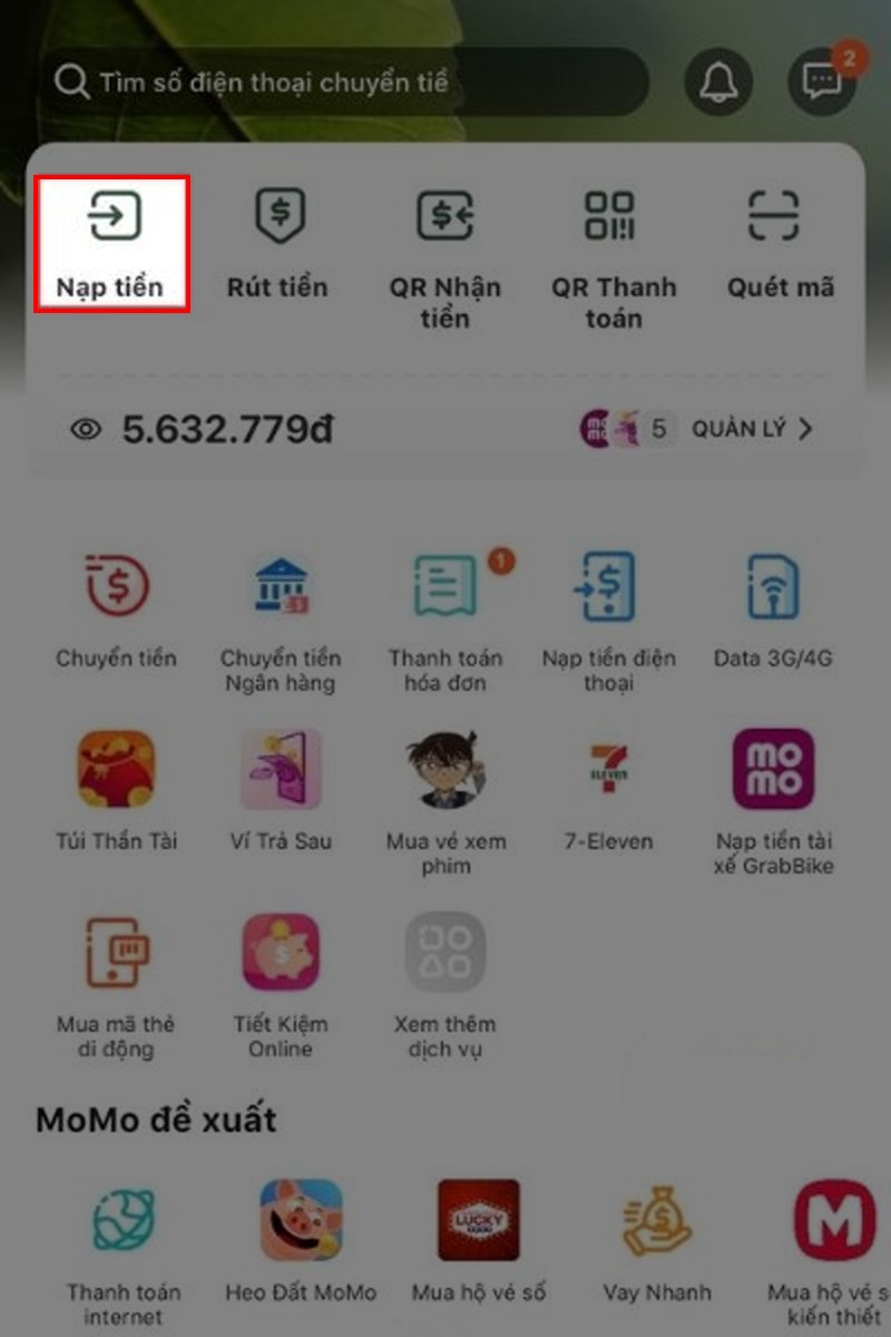 Chuyển tiền từ Zalopay sang Momo bước 5