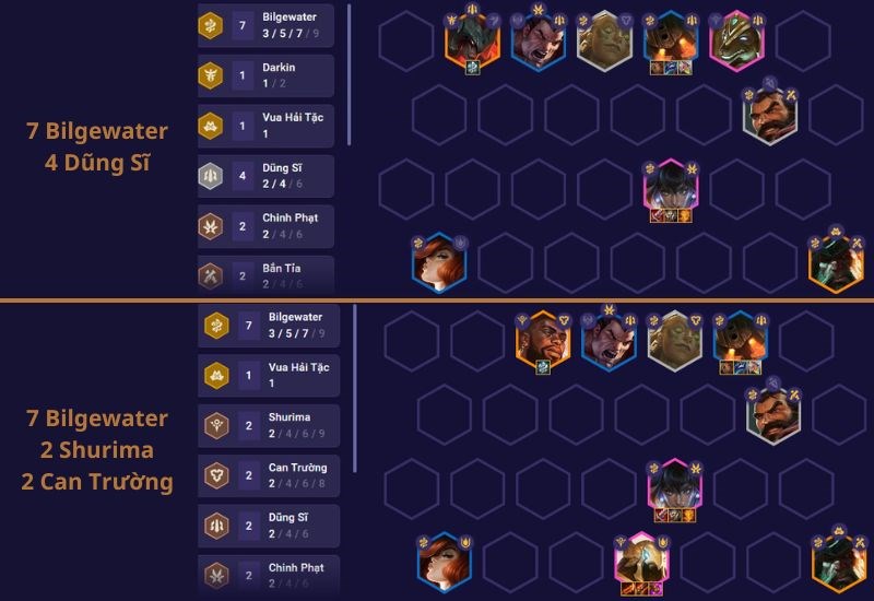 Khi l&ecirc;n cấp 9, Bilgewater rất đa dạng về mặt đội h&igrave;nh.