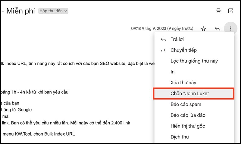 Chặn Gmail Chặn Gmail