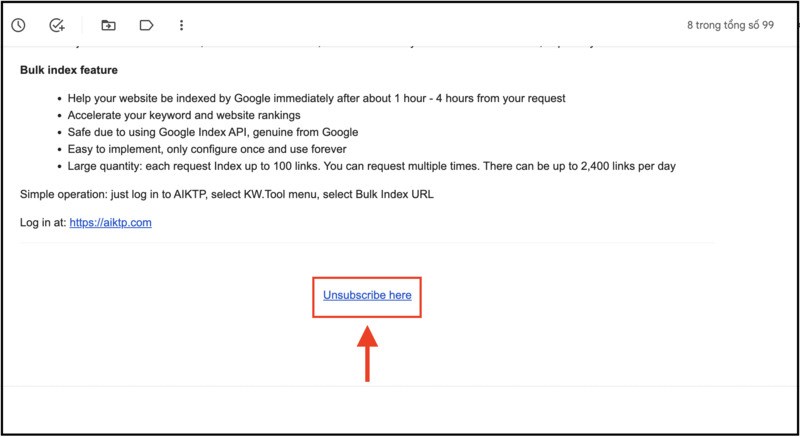 Chọn unsubscribe here Chọn unsubscribe here