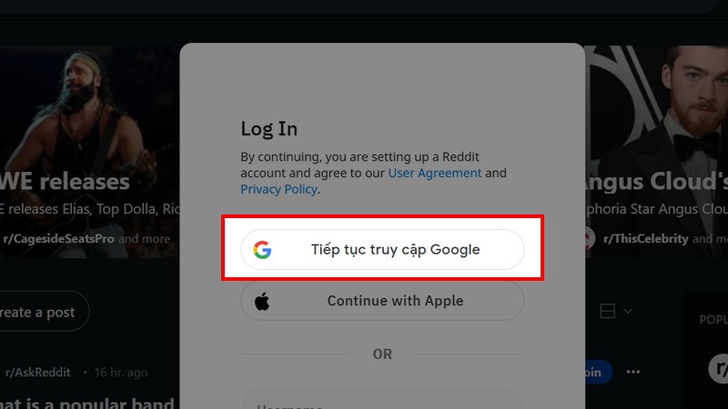 Tạo nhanh tài khoản Reddit bằng Gmail trên máy tính bước 3