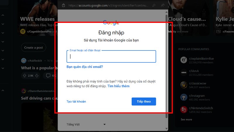 Tạo nhanh tài khoản Reddit bằng Gmail trên máy tính bước 4