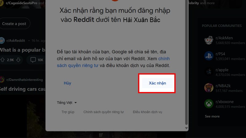 Tạo nhanh tài khoản Reddit bằng Gmail trên máy tính bước 5