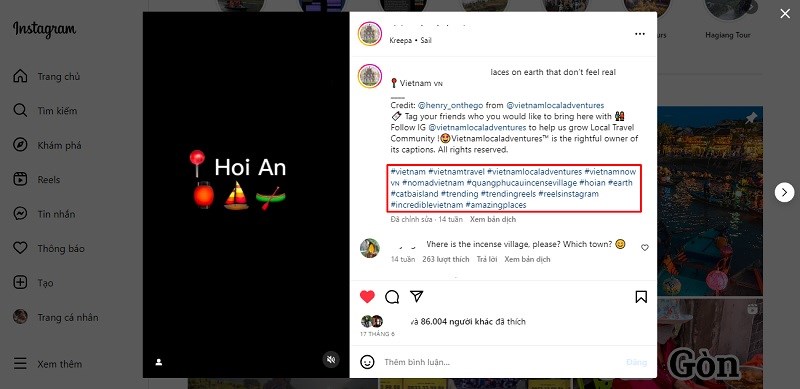 Sử dụng hastag để t&igrave;m kiếm