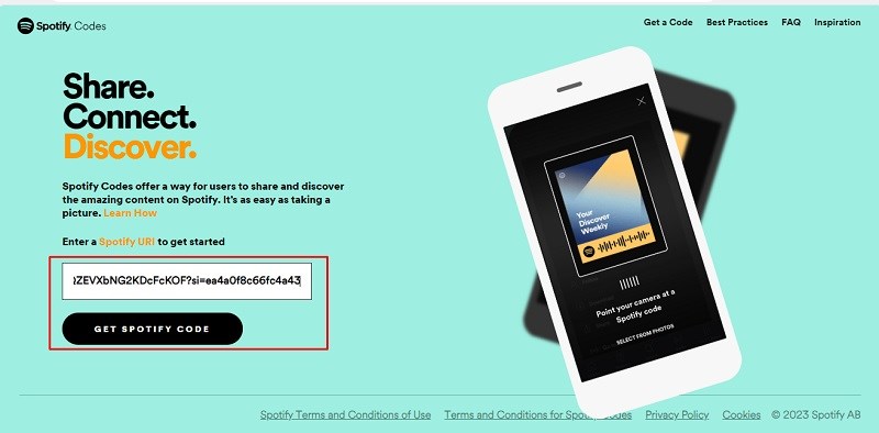 D&aacute;n đường link v&agrave;o &ocirc; v&agrave; tạo m&atilde;.