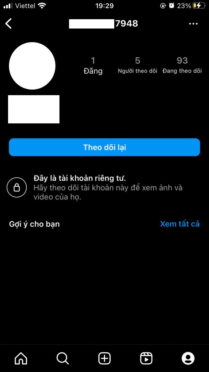 T&agrave;i khoản Instagram kh&ocirc;ng c&oacute; ảnh đại diện