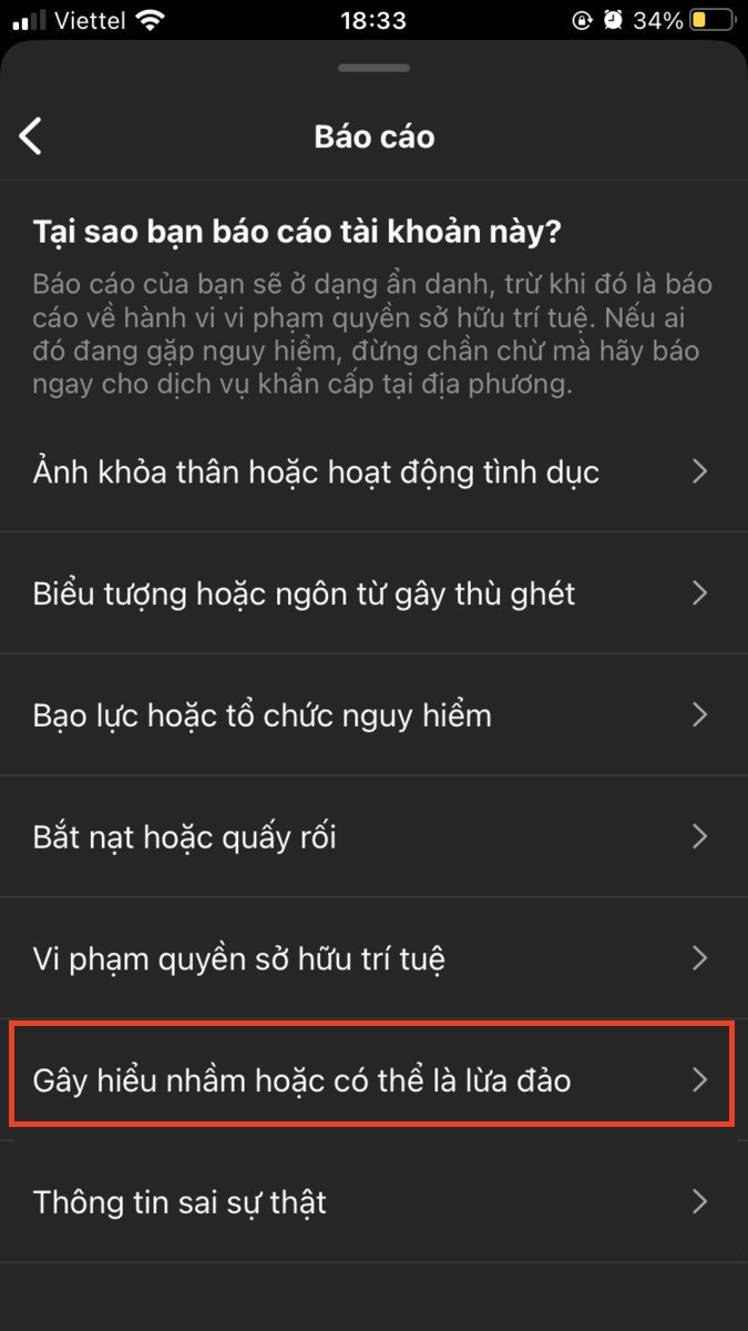 Chọn g&acirc;y hiểu nh&agrave;m hoặc c&oacute; thể l&agrave; lừa đảo