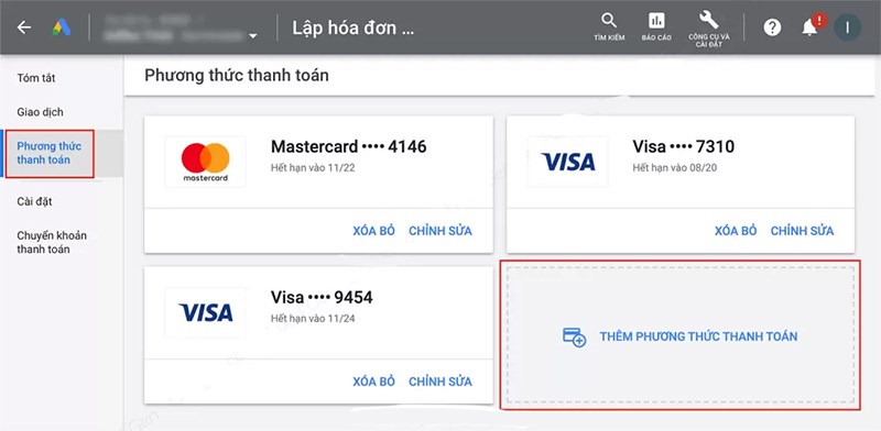 Chọn Th&ecirc;m phương thức thanh to&aacute;n