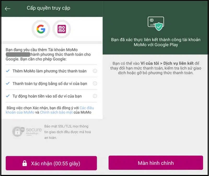X&aacute;c nhận thanh to&aacute;n tr&ecirc;n MoMo