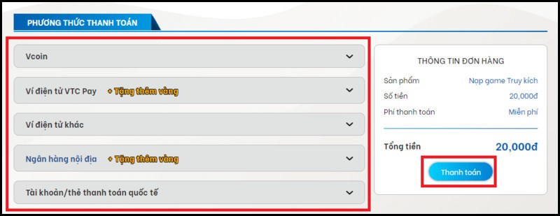 Lựa chọn phương thức thanh toán Lựa chọn phương thức thanh toán
