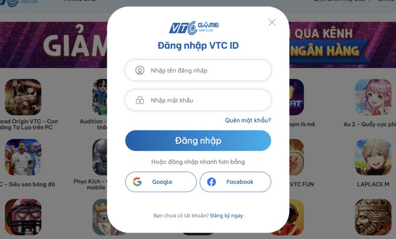 Đăng nhập tài khoản VTC ID Đăng nhập tài khoản VTC ID