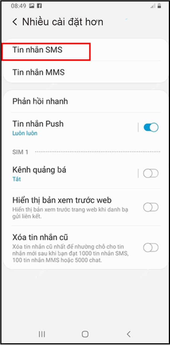 Chọn tin nhắn SMS