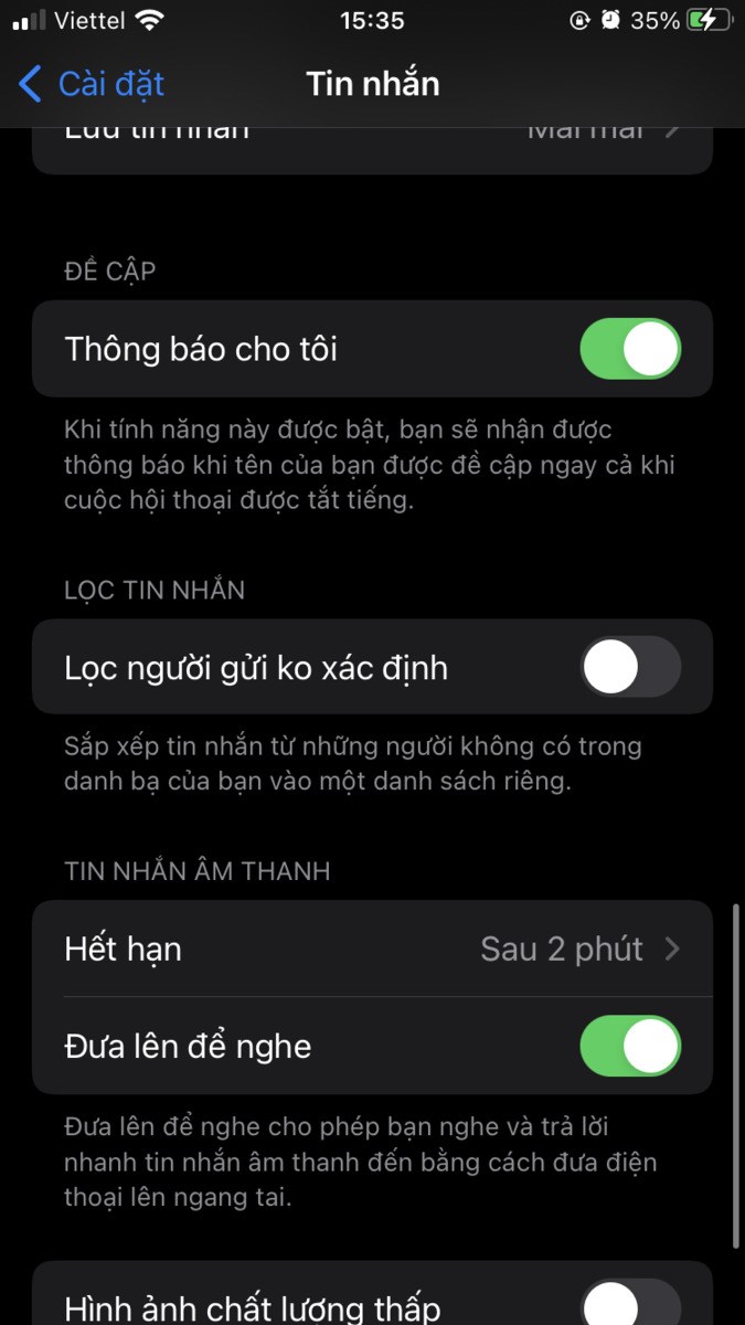 Tắt tính năng lọc người không xác định