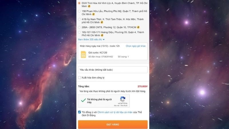 Chọn cửa h&agrave;ng nhận sim gần nhất v&agrave; chọn 