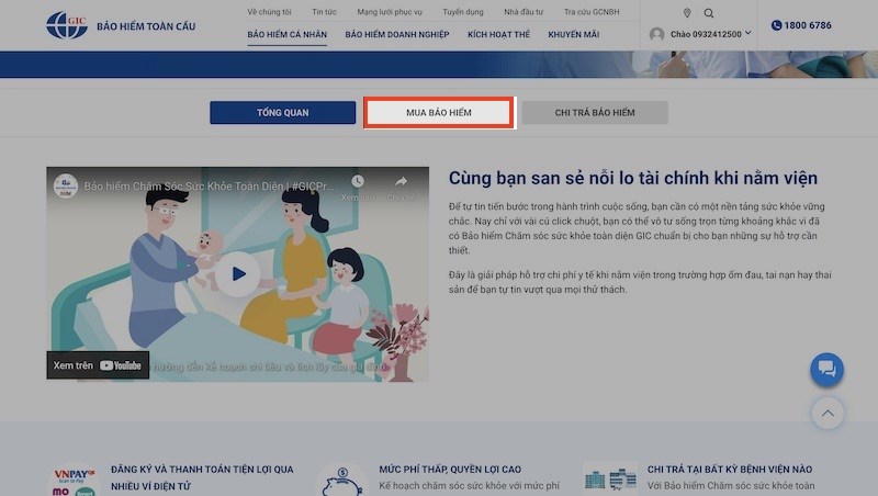 Chuyển sang mục Mua bảo hiểm