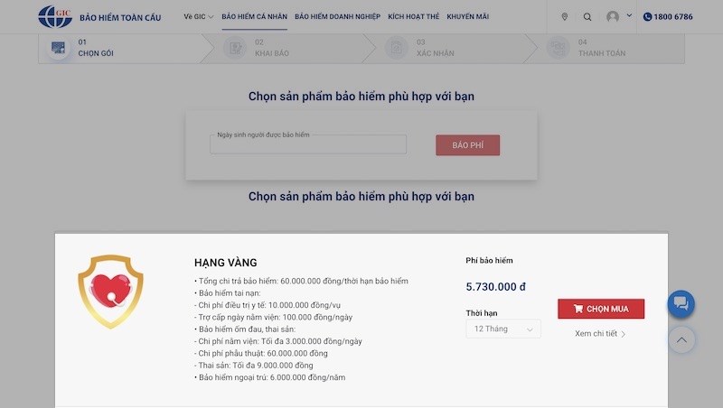 Chọn hạng bảo hiểm 