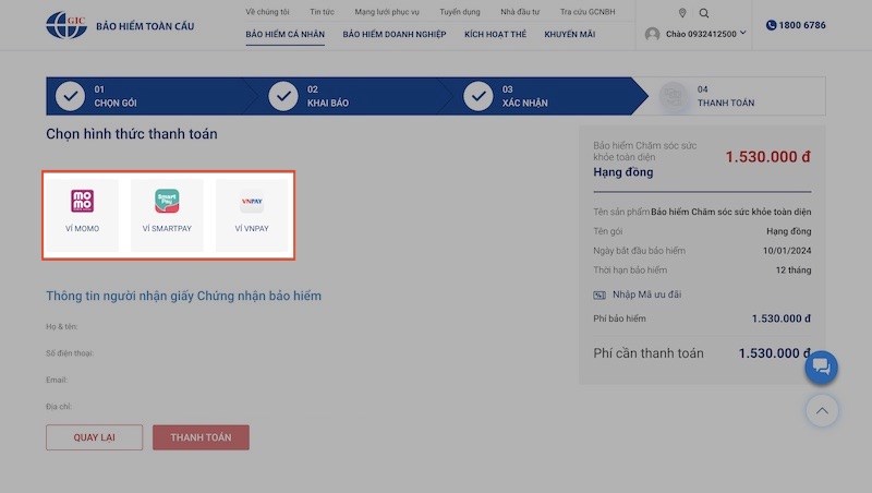Chọn phương thức thanh to&aacute;n 