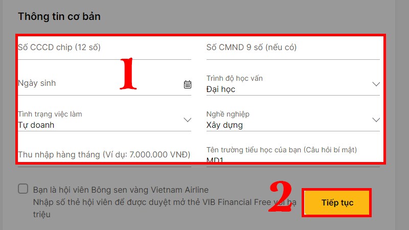 Cách mở tài khoản VIB online qua Website