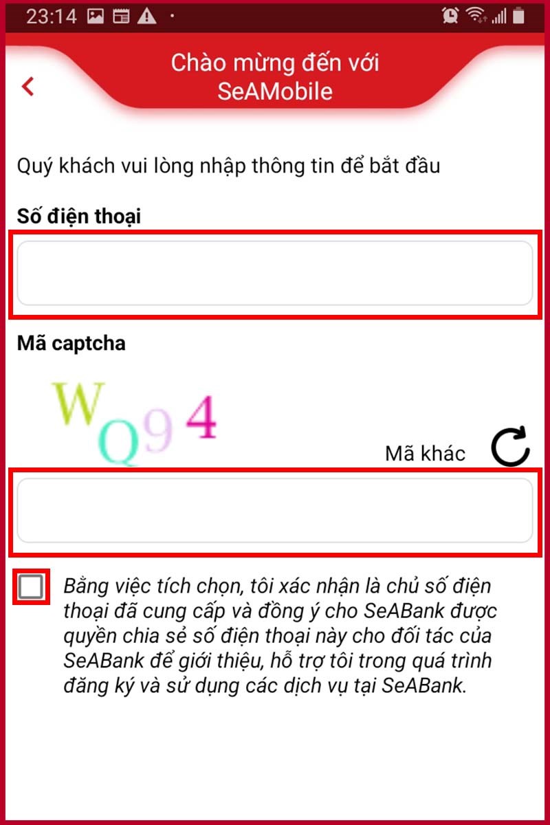 Bước 2: Nhập số điện thoại đăng ký Bước 2: Nhập số điện thoại đăng ký
