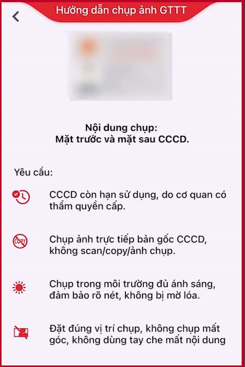 Bước 4: Chụp giấy tờ tùy thân Bước 4: Chụp giấy tờ tùy thân