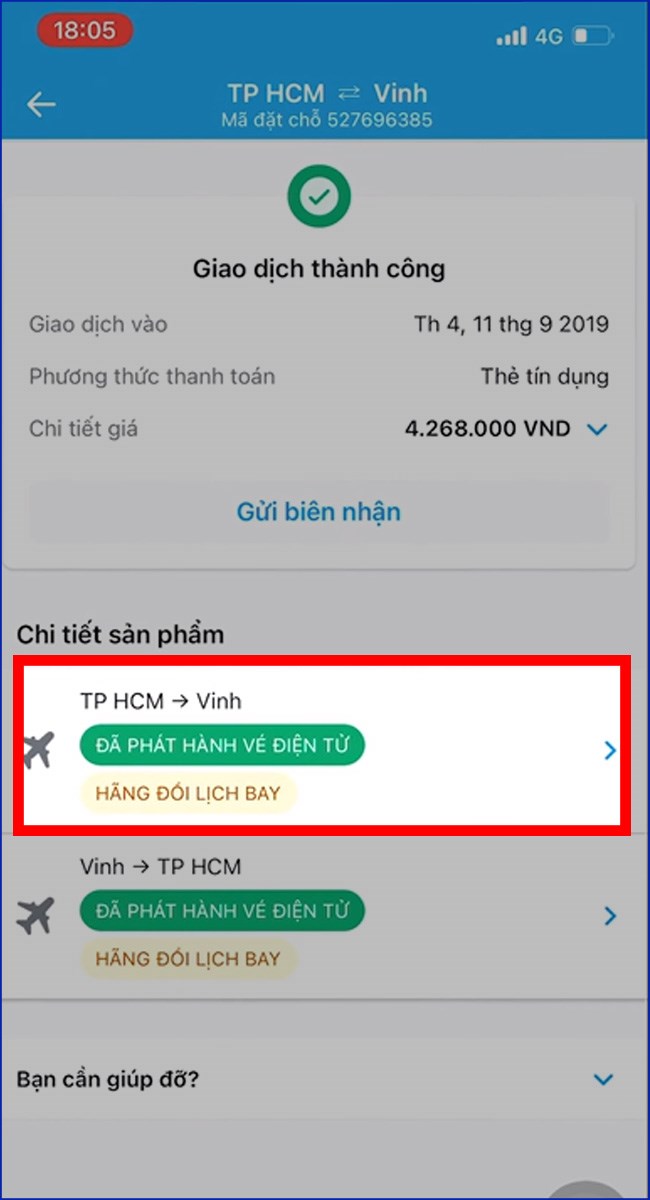 Bước 2: Chọn chuyến bay bạn muốn xem m&atilde; 