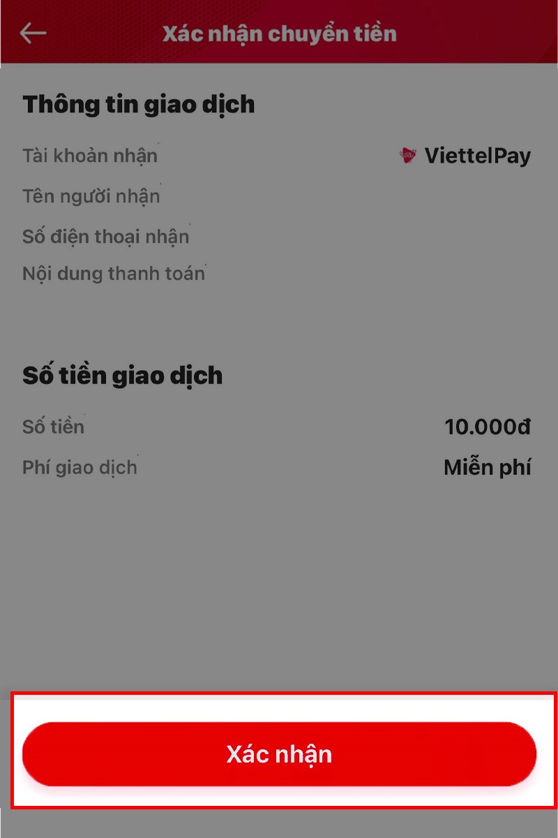 Cách chuyển tiền viettel Money đến số điện thoại bước 5