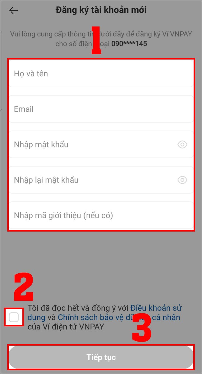 Nhập m&atilde; giới thiệu để mở v&iacute; VNPAY