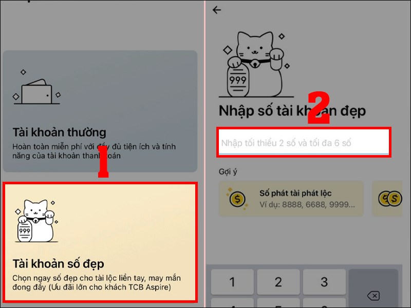 Cách mở tài khoản số đẹp Techcombank với khách hàng mới