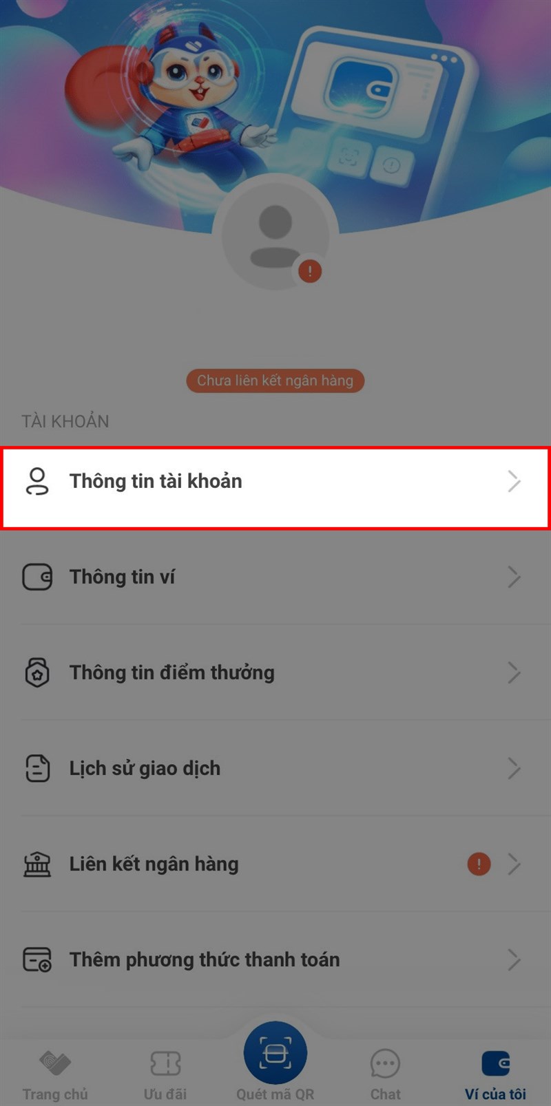Sửa th&ocirc;ng tin định danh VNPay bước 2