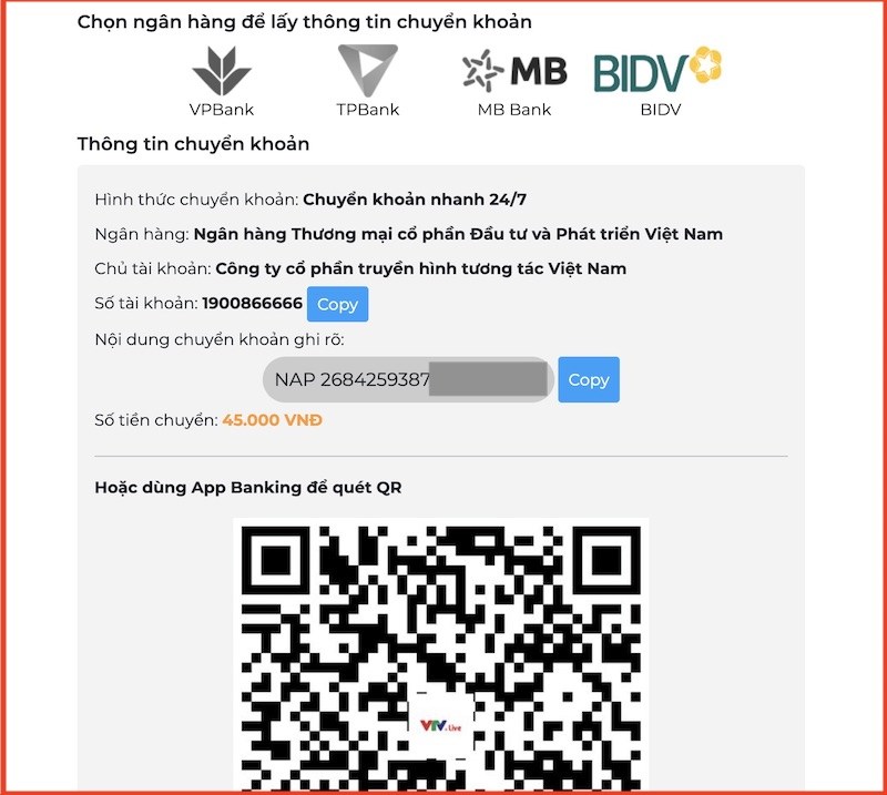 Chuyển khoản để ho&agrave;n tất giao dịch 