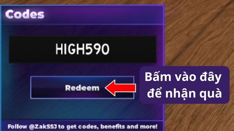 Nhấn Redeem để nhận quà