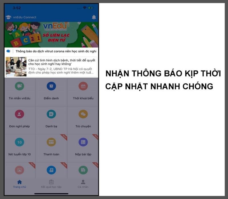 Cập nhật thông báo từ nhà trường