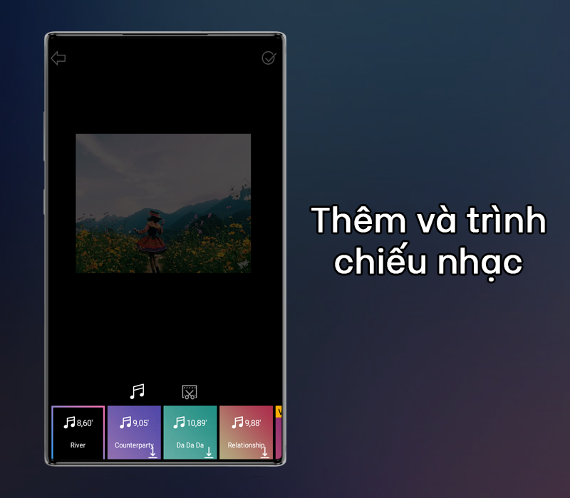 Thêm và trình chiếu nhạc