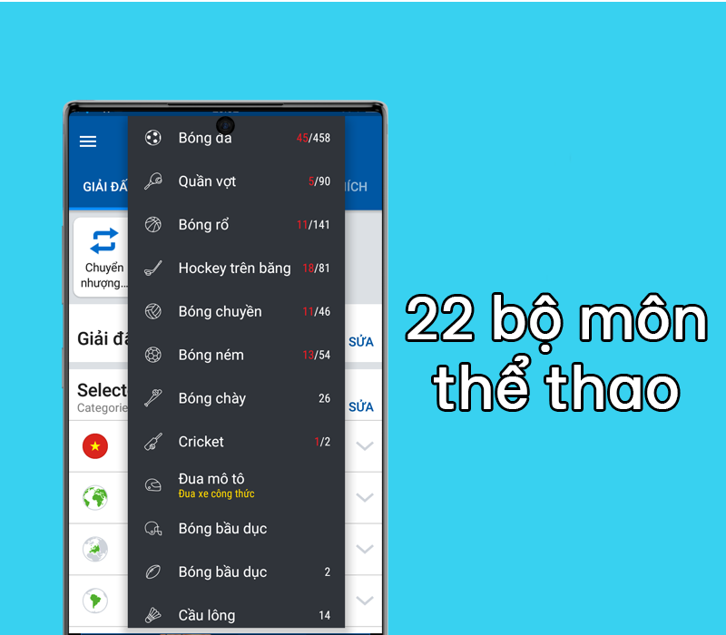 22 bộ m&ocirc;n thể thao